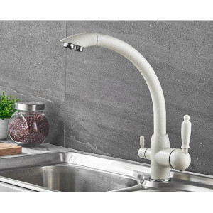 Змішувач для кухні з підключенням до фільтру Lamber 5678W Молочний матовий